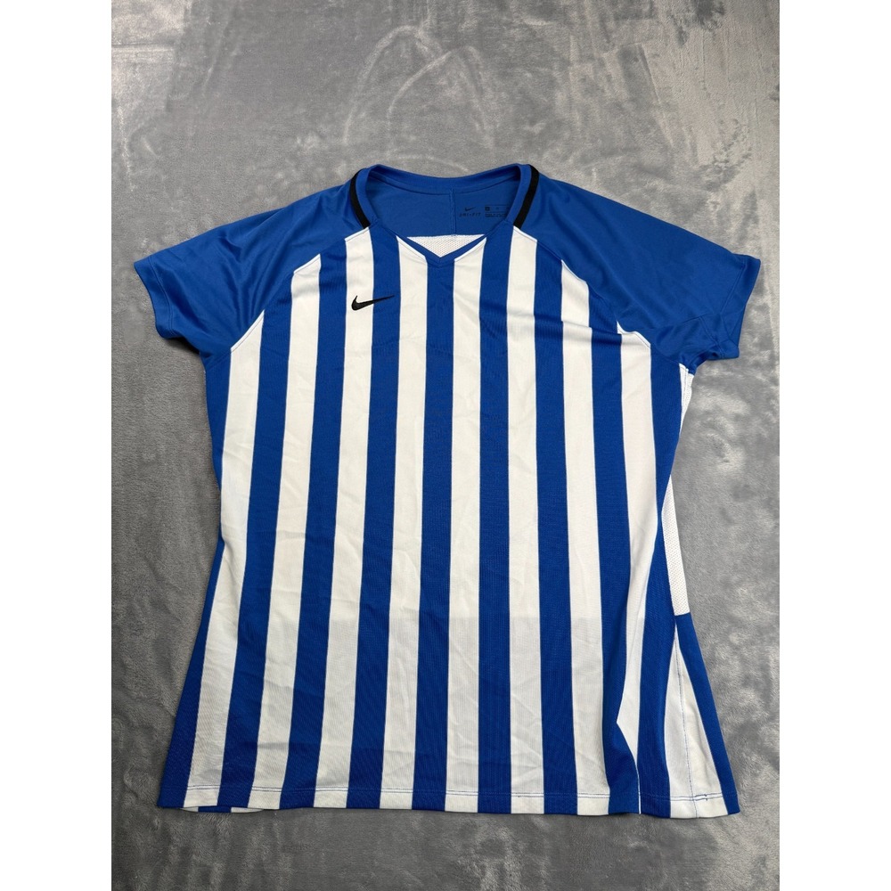 Nike Dri Fit Division III Jersey Womens XL White Blue Striped Mesh 894099-481